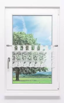 Панельная штора Plauener Spitze - цветок (Ш х В) 248см*32см белая, белый