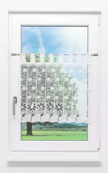 Панельная штора Plauener Spitze - цветок (Ш х В) 248см*60см белая, белый