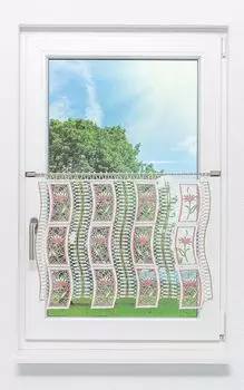 Панельная штора Plauener Spitze - цветущее растение (Ш х В) 226,8см * 49см розовый/розовый