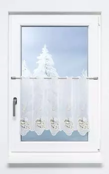 Панельная штора Plauener Spitze - деревенская церковь зимой (Ш х В) 49,20см*49см коричневая/терра коричневая, коричневый