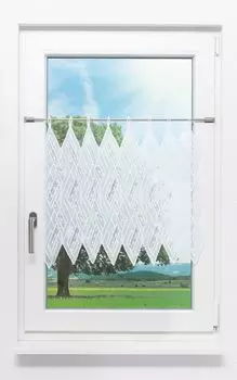 Панельная штора Plauener Spitze - Diamant (Ш х В) 128см*58см белый/белый