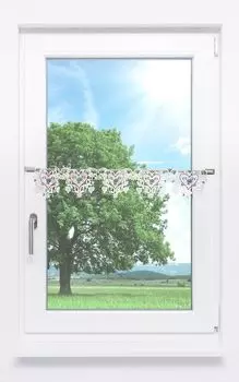 Панельная штора Plauener Spitze - Herzallerliebst (Ш х В) 128см*12см розовый/розовый