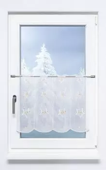 Панельная штора Plauener Spitze - хвост звезды (Ш х В) 208см*49см белый/бело-золотой