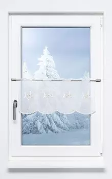 Панельная штора Plauener Spitze - хвост звезды (Ш х В) 48см*29см белый/бело-золотой