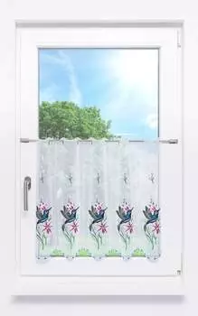 Панельная штора Plauener Spitze - Колибри (Ш х В) 176см * 55см синий/голубой