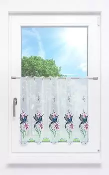 Панельная штора Plauener Spitze - Колибри (Ш х В) 240см*55см синий/голубой