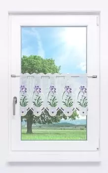 Панельная штора Plauener Spitze - крокус с подснежниками (Ш х В) 224см*36см фиолетовый/фиолетовый