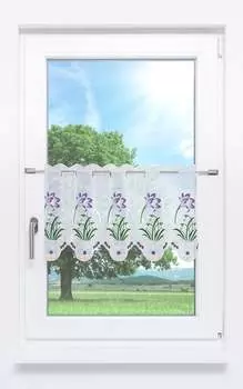 Панельная штора Plauener Spitze - крокусы с подснежниками (Ш х В) 128см*36см фиолетовый/фиолетовый