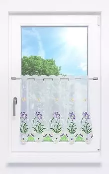 Панельная штора Plauener Spitze - крокусы с подснежниками (Ш х В) 144см*55см фиолетовый/фиолетовый