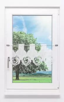 Панельная штора Plauener Spitze - Круги (Ш х В) 96см*31см белая, белый