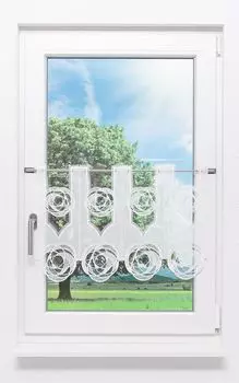 Панельная штора Plauener Spitze - Круги (Ш х В) 208см*42см белая, белый