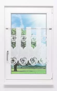 Панельная штора Plauener Spitze - Круги (Ш х В) 96см*60см белая, белый