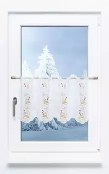 Панельная штора Plauener Spitze - лента-колокольчик (Ш х В) 208см*40см красный/красный