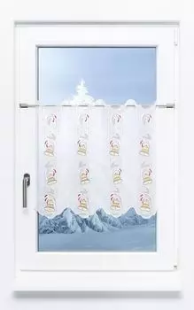 Панельная штора Plauener Spitze - лента-колокольчик (Ш х В) 192см*55см красный/красный