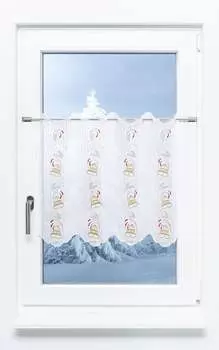 Панельная штора Plauener Spitze - лента-колокольчик (Ш х В) 96см*55см красный/красный