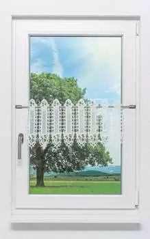 Панельная штора Plauener Spitze - лепестки роз (Ш х В) 145,8см*30см жемчужно-белый/белый