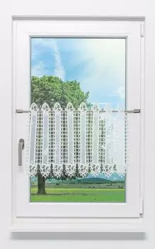 Панельная штора Plauener Spitze - лепестки роз (Ш х В) 186,3см*43см жемчужно-белый/белый