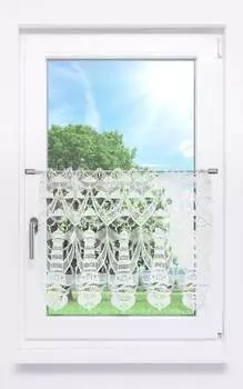 Панельная штора Plauener Spitze - Leuchtturmliebe (Ш х В) 144см*55см белый/сырой белый