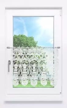 Панельная штора Plauener Spitze - Leuchtturmliebe (Ш х В) 112см*55см белый/сырой белый