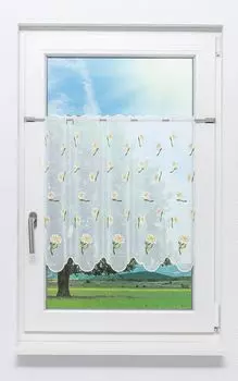 Панельная штора Plauener Spitze Marguerite (Ш х В) 228,2см*59см желтый/желто-зеленый