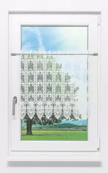 Панельная штора Plauener Spitze - медальон с цветком (Ш х В) 128см*60см белый