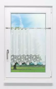 Панельная штора Plauener Spitze - море цветов (Ш х В) 208см*60см белая, белый