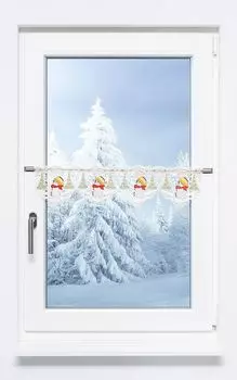 Панельная штора Plauener Spitze - Морозный лесной житель (Ш х В) 64см*16см оранжевый/оранжевый