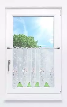 Панельная штора Plauener Spitze - орхидеи (Ш х В) 160см*55см розовый/абрикос