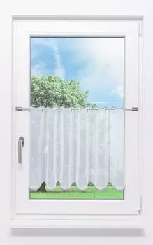 Панельная штора Plauener Spitze - перья (Ш х В) 48,6см*50см серебристо-серый/серый