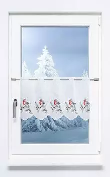 Панельная штора Plauener Spitze - Пернатый друг (Ш х В) 224см*35см красный/красный