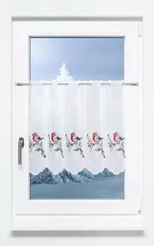 Панельная штора Plauener Spitze - Пернатый друг (Ш х В) 256см*55см красный/красный