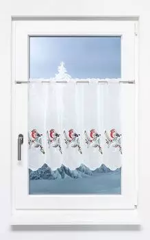 Панельная штора Plauener Spitze - Пернатый друг (Ш х В) 144см*55см красный/красный