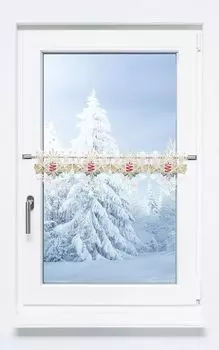 Панельная штора Plauener Spitze - праздничные свечи (Ш х В) 224см*20см золото/золото