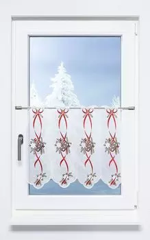 Панельная штора Plauener Spitze - пряник (Ш х В) 210.60см*49см красный/красно-коричневый