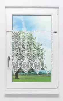 Панельная штора Plauener Spitze - Rose Garden (Ш х В) 226.8см*60см натуральный белый/белый