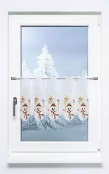 Панельная штора Plauener Spitze - снеговик (Ш х В) 192см*35см коричневая/светло-коричневая, коричневый