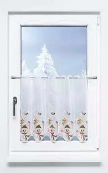 Панельная штора Plauener Spitze - снеговик (Ш х В) 208см*55см коричневый/светло-коричневый