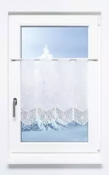 Панельная штора Plauener Spitze - снежные цветы (Ш х В) 256см*55см серебристый/серебристо-белый, серебро