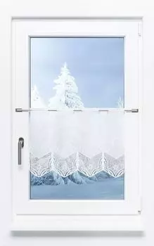 Панельная штора Plauener Spitze - снежные цветы (Ш х В) 96см*40см серебристый/серебристо-белый, серебро