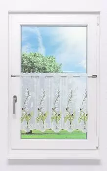 Панельная штора Plauener Spitze - ветка ландыша (Ш х В) 231см*50см*Зеленый/травяно-зеленый