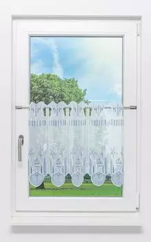 Панельная штора Plauener Spitze - жемчужные ракушки (Ш х В) 244.50см*50см синий/лазурно-синий