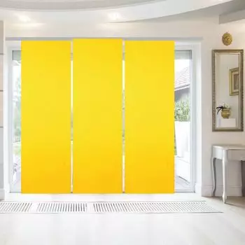 Панельная штора с липучкой, тележкой для панелей и спин-стержнем, (ШxД) 60x245 см черного цвета, непрозрачная раздвижная штора с липучкой в разных цветах Bestgoodies, желтый