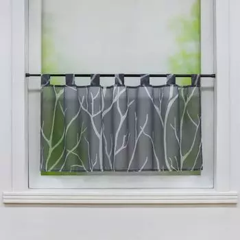 Панельная штора с петлями, короткая кухонная штора, вуаль-бистро, ветвящийся узор, коричневая ВхШ 45х90 см Joyswahl, коричневый