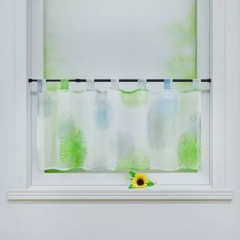 Панельная штора с петлями, вуаль-бистро, кухонная штора, короткая штора с ярким рисунком фейерверка, зеленая ВхШ 60х90 см Joyswahl, зеленый