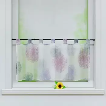 Панельная штора с петлями, вуаль-бистро, кухонная штора, короткая штора с ярким рисунком фейерверков, желтая ВхШ 60х90 см Joyswahl, фиолетовый