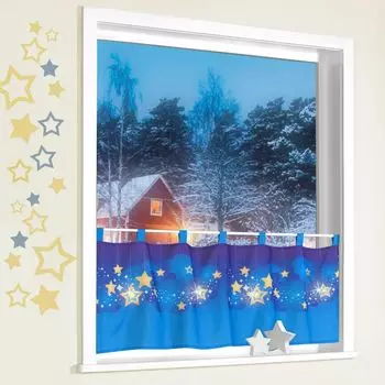 Панельная штора Stars, синяя с 4 светодиодами, ок. 45x120 см Weckbrodt, синий