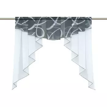 Панельная штора, винтажная вуаль, занавеска-бистро, короткая занавеска на шнурке, кухонная штора, темно-желтая, Ш x Д, 100x100 см Delien, серый