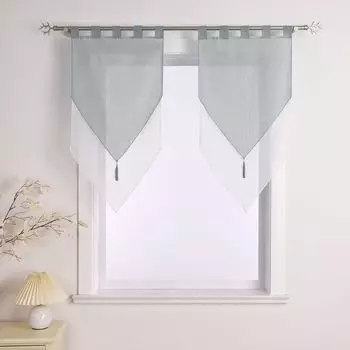 Панельные шторы Delien с петлями, двухслойные шторы-бистро, кухонные шторы, полупрозрачные шторы из вуали, серые, Ш x В 60 x 120 см, 2 шт. в упаковке, серый