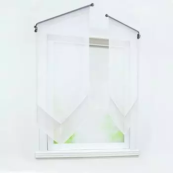 Панельные шторы Joyswahl, двухслойные шторы-бистро, кухонные шторы, современная вуаль, короткие жалюзи, полупрозрачные кулиски Ш x В 60 x 120 см, белые 1 шт., белый