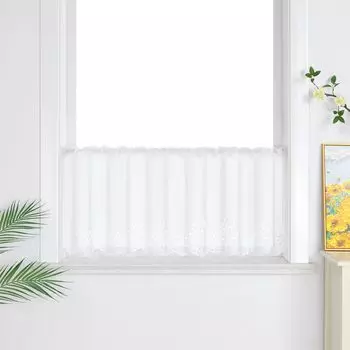 Панельные шторы Joyswahl, современная штора-бистро на кулиске, короткая штора, кухонная штора, лазерная резка, белая, В x Ш 30 x 120 см, белый